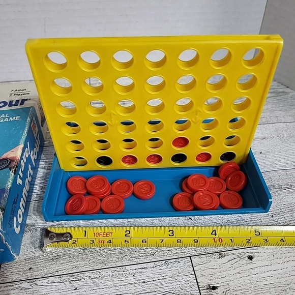 Connect Four Travel Size Board Game 1983 Milton Bradley Vertical Checkers Game - Picture 8 of 9